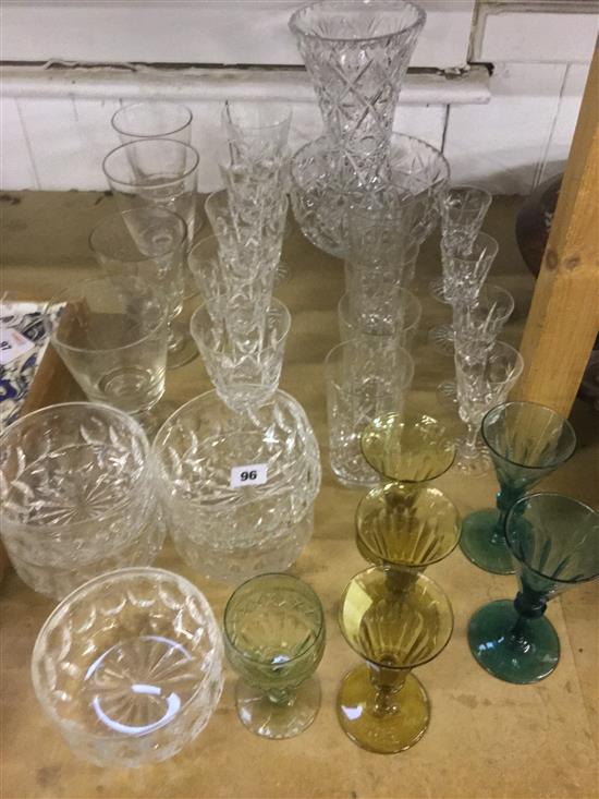 Quantity coloured and cut glass